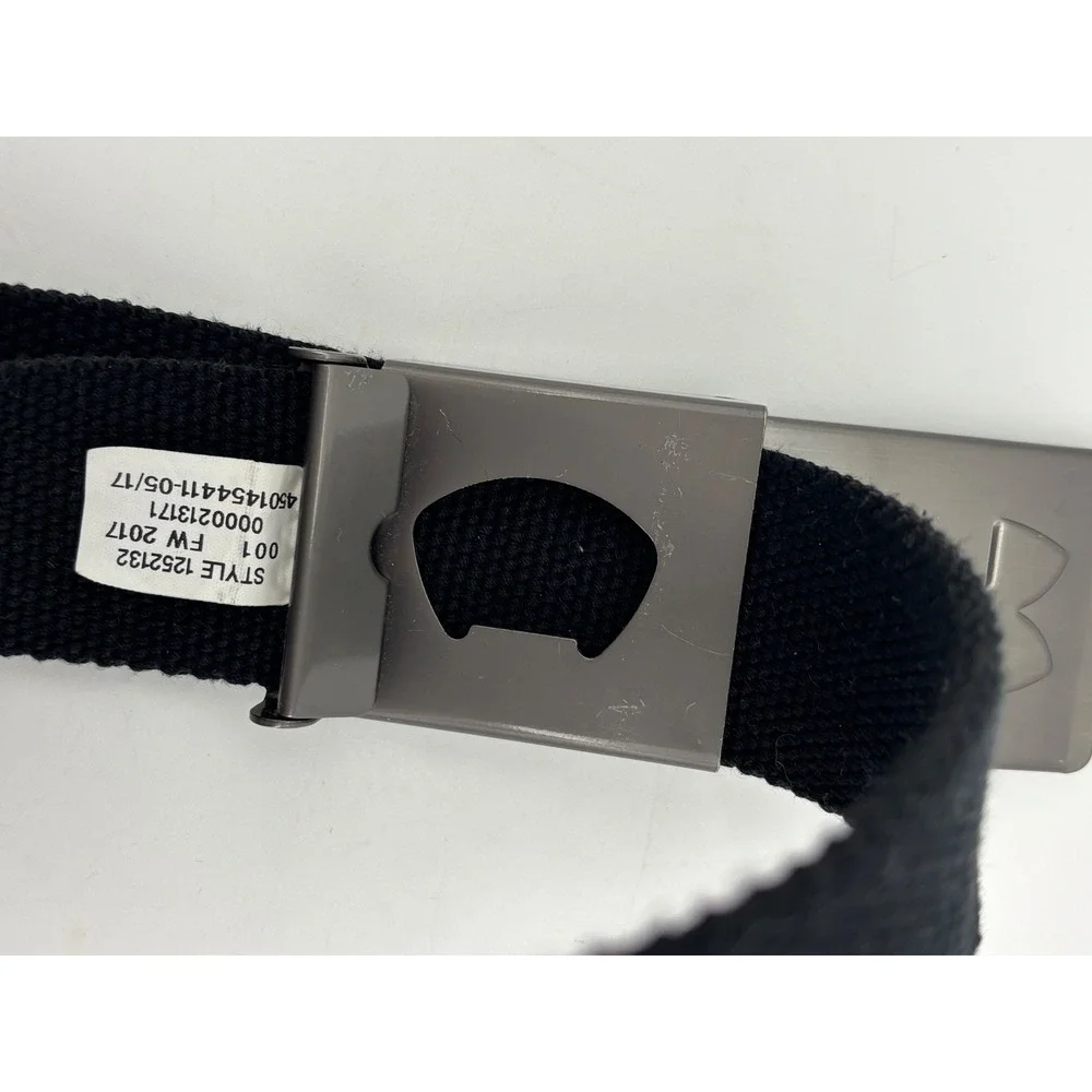 UNDER ARMOUR Mens Black Belt Canvas Webbed Sporty Golf Metal‎ Buckle Work